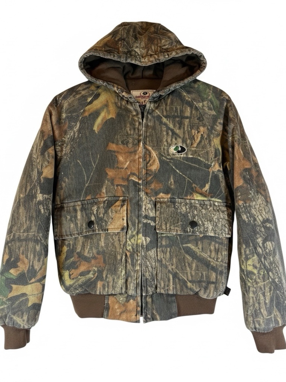 Mossy Oak Youth Break Up Camo Print Hooded Insulated Bomber Jacket Med 10-12